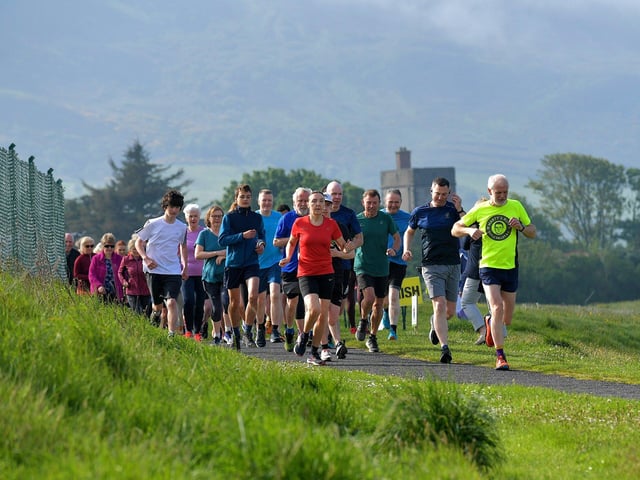 Participants in the Buncrana Park run on Saturday morning, in memory of the late Ciaran Caldwell. Photo: George Sweeney. DER2319GS – 15