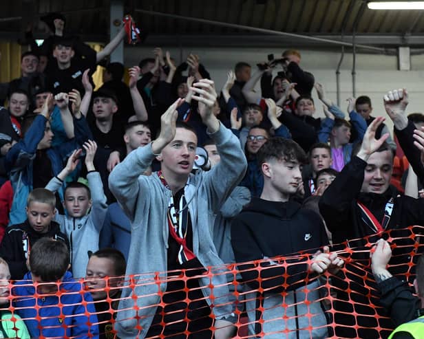 Fans at Derry City’s FAI Cup game against St Patrick’s Athletic in the Brandywell on Sunday evening. Photograph: George Sweeney