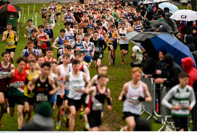 A general view during the boys u16 race at the 123.ie National Cross Country Championships at Templemore Sports Complex in Derry. Photo by Ramsey Cardy/Sportsfile