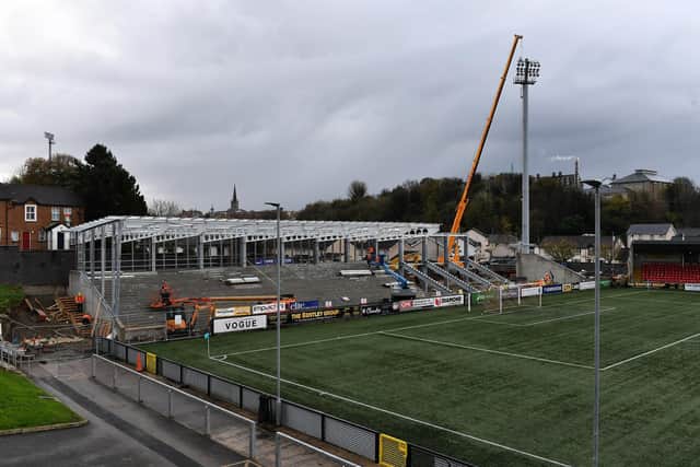 The new North Stand at the Ryan McBride Brandywell Stadium.  Photograph: George Sweeney