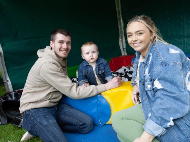 One of the many families at Wednesday evening's Feile event in Abercorn Park.:.