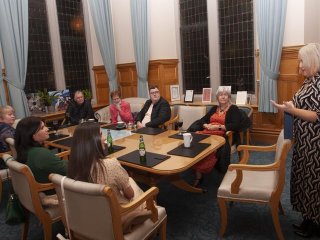 The Mayor of Derry City and Strabane District Council, Sandra Duffy chatting to staff from Good Morning North West, during a reception in their honour at the Guildhall on Tuesday evening.