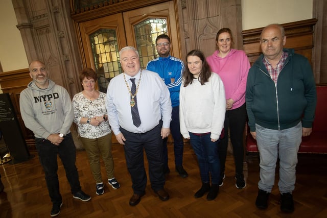 Enjoying the Mayor's Tea Party in the Guildhall on Wednesday with Deputy Mayor Darren Guy are a group from Destined.