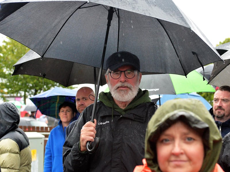 Gerry Adams attends the National Hunger Strike Commemoration, held in Derry, on Sunday afternoon. Photo: George Sweeney
