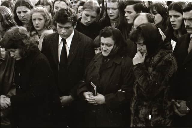 Kathleen Feeney's family on the day of her funeral.