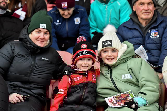 Fans at Derry’s NFL game against Galway at Celtic Park on Saturday evening. Photo: George Sweeney