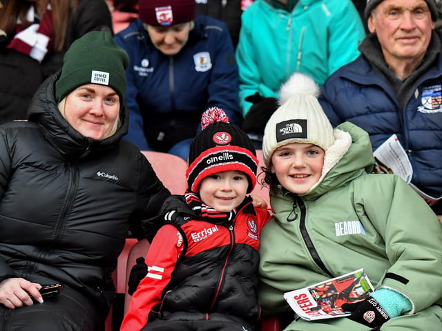 Fans at Derry’s NFL game against Galway at Celtic Park on Saturday evening. Photo: George Sweeney