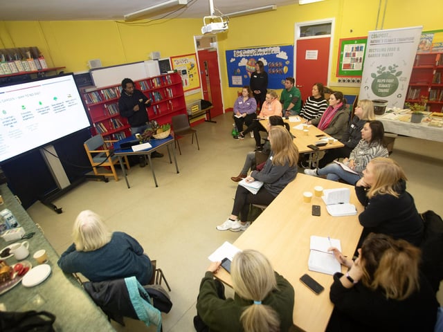 'NO DIG GARDENING' TRAINING. . . .Group pictured at Hollybush Primary School, Derry last week taking part in a 'No Dig Gardening' Trianing course for primary and secondary school teachers and sponsored by Natural World Products in conjunction with Eco Schools Northern Ireland. Included are Biruk Sahle (tutor), Sharon McMaster, Community Growing and Outreach Manager, Natural World Products and Gareth Lamrock, Field Offier, Eco Schools NI.
