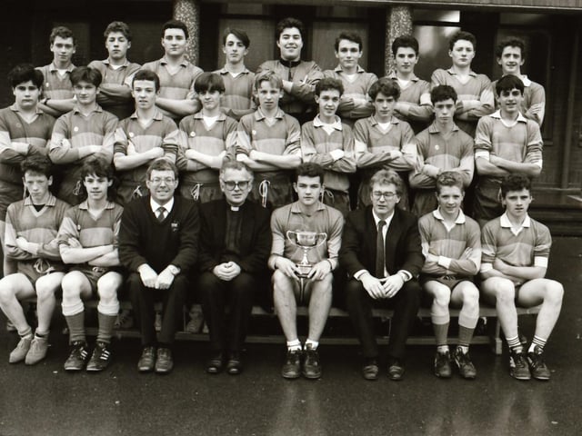 St Columb's College team with Herald Cup.