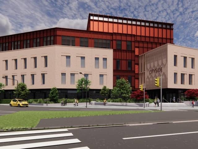 An artist's impression from the Strand Road entrance to the new Cityside Health Hub.
