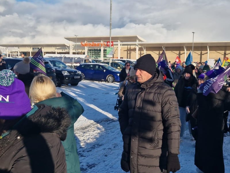 Striking public sector workers in Derry.