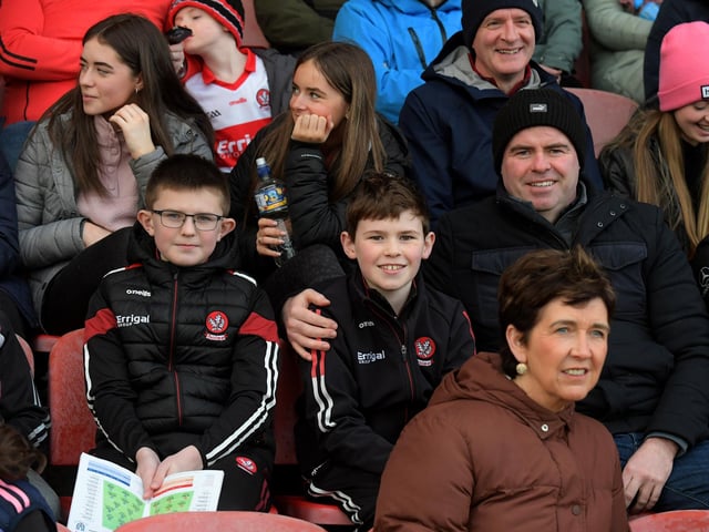 Fans in Celtic Park for the Derry v Monaghan game on Saturday. Photo: George Sweeney