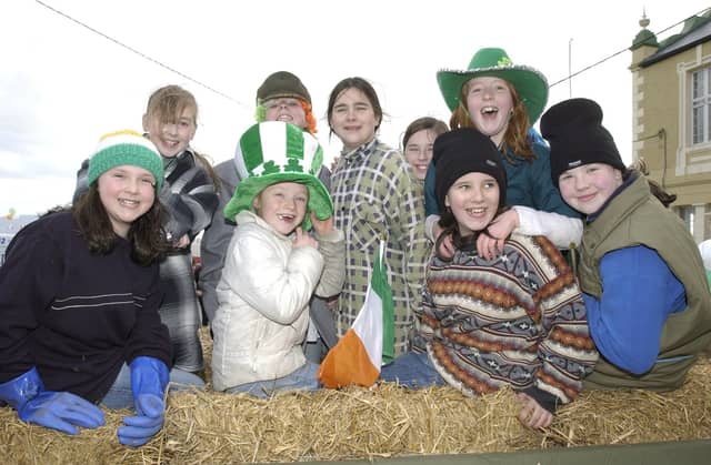 The Rawdons Bar float lines up to join the St Patricks Day parade. (2103PG05) : St Patrick's Day in Moville in 2006.