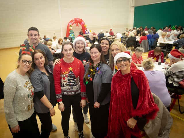 The Old Library Trust's Sabrina Lynch (left) and her team of helpers pictured at Wednesday's Christmas Bingo. : .