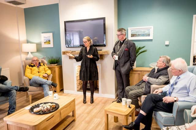 Sinead Murphy, Clanmil chats to residents at the Somme Park celebration event