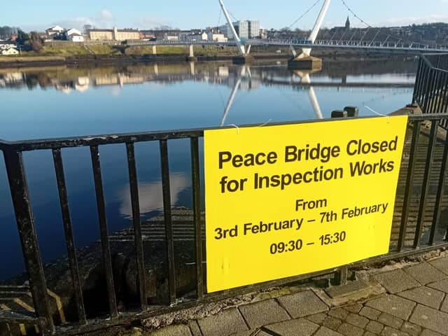 The Peace Bridge in Derry will close to the public in the first week of February to allow for a detailed structural inspection by engineers.
