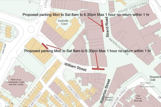 DfI is increasing waiting times from a maximum of 30 minutes to one hour at two locations on William Street and at one location on the Strand Road.