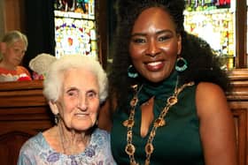100 years old Margaret Robinson with Mayor Lilian Seenoi Barr at the Mayor's final Tea Dance held in the Guildhall. (Photo - Tom Heaney, nwpresspics)