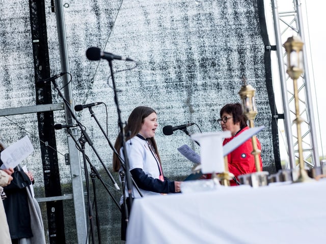 Participants at the Derry Diocese Fan The Flame annual Mass 2025 in Celtic Park.