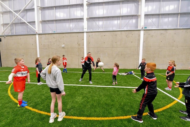 Children training on the 3G pitch at Sean Dolans GAC’s new state-of-the-art indoor arena.   Photo: George Sweeney. DER2305GS – 94
