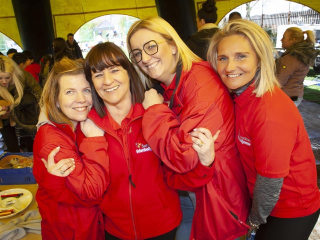 Some of the Ladies from Surestart pictured at the Feile Spring In The Park Fun Day at Bull Park on Saturday last. 