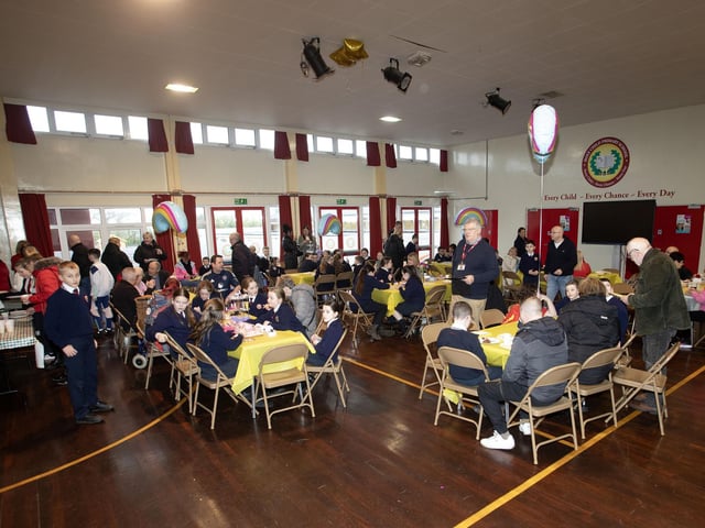 Tea and refreshments during 'Grandparents To School' Day at Holy Child Primary School.