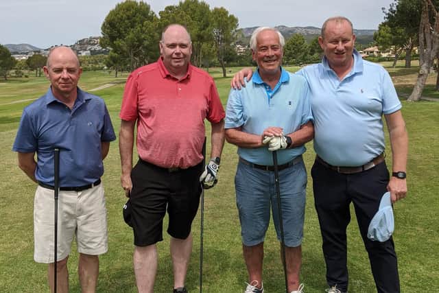 FINAL FOUR BALL: at Ponsa were, from left, Mark O'Doherty (runner-up), Ciaran O'Neill (4th), Andy Meenagh (3rd) and Peter McDaid (winner.)