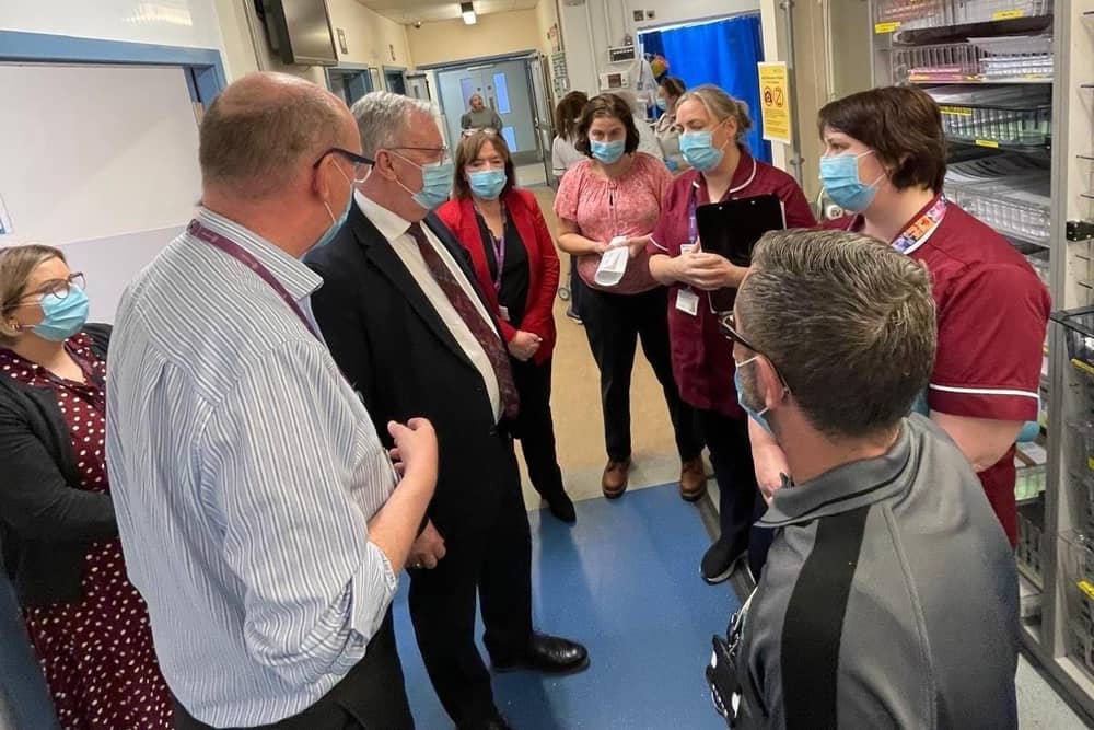 The Health Minister joined the Western Health and Social Care Trust Chief Executive Neil Guckian and Director of Unscheduled Care, Medicine, Cancer and Clinical Service, Geraldine McKay as they visited the Altnagelvin Emergency Department on Tuesday.