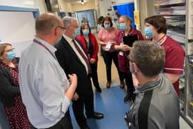 The Health Minister joined the Western Health and Social Care Trust Chief Executive Neil Guckian and Director of Unscheduled Care, Medicine, Cancer and Clinical Service, Geraldine McKay as they visited the Altnagelvin Emergency Department on Tuesday.