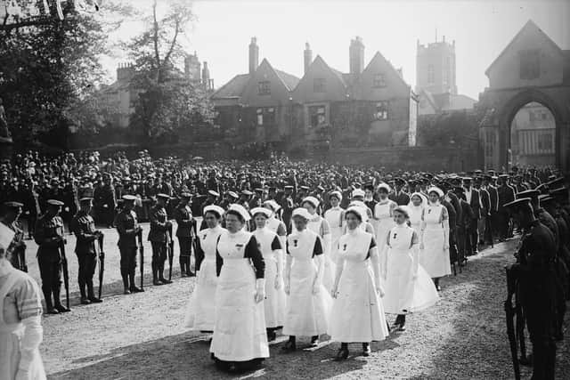 Edith Cavell's funeral procession in Dover. (Photo by A. R. Coster/Topical Press Agency/Getty Images)