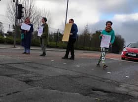 Protest on Northland Road on Monday.