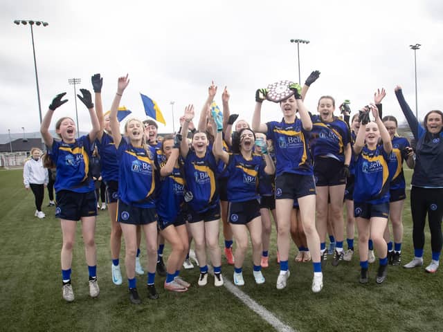 St. Mary's College celebrate victory over Sperrin College (Magherafelt) in the Ulster u-16 Developmental Shield at Owenbeg on Friday morning. (Photos: Jim McCafferty Photography)