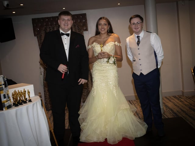 Michael McGavigan Ainara Hutcheson and Evan Curran pictured on Friday night. : .