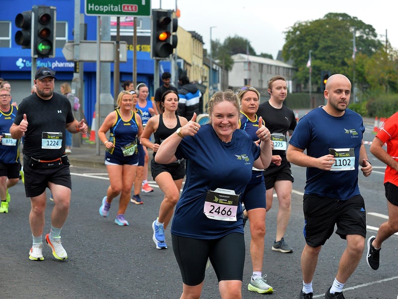 The 2024 Waterside Half Marathon competitors at Dales Corner. Photo: George Sweeney