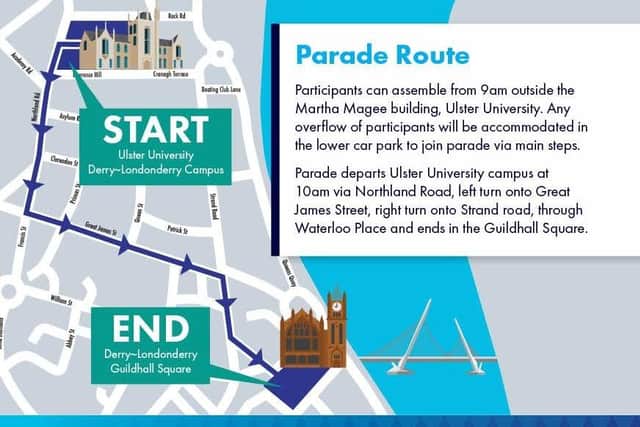 The Foyle Cup parade route for Monday.