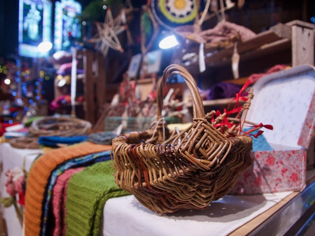 Fionnuala's Wicker Art on display.