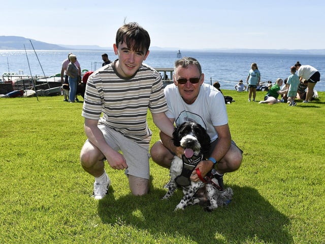 Bowie with Darragh and Shaun McDaid at the Moville Summer Festival Pet Show, held on The Green. Photo: George Sweeney