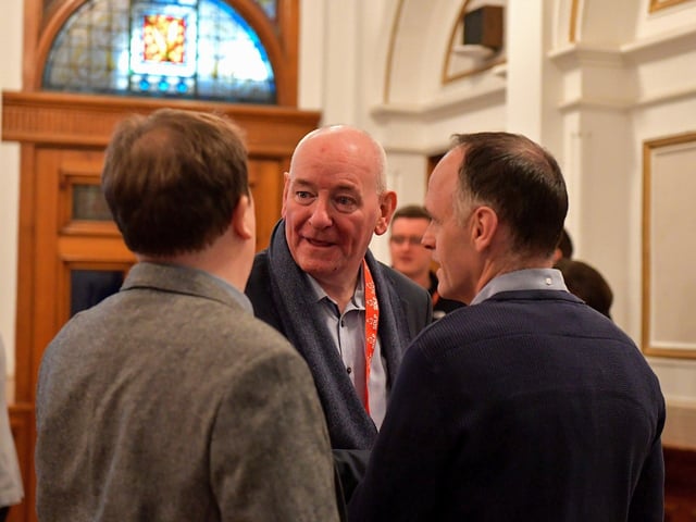 Former party leader Mark Durkan speaking to members at the SDLP annual Conference, on Saturday morning, in St Columb’s Hall. Photo: George Sweeney. DER2312GS – 33