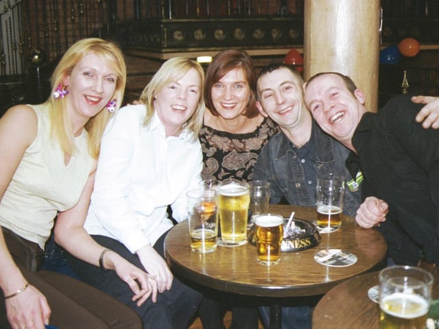 Collette Friel, Marie Shiels, Theresa Brophy, Johnny Brothers and Sean Walker pictured in the Village Inn.