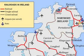 Ireland's rail network (Image by Andrein at en.wikipedia Public Domain)