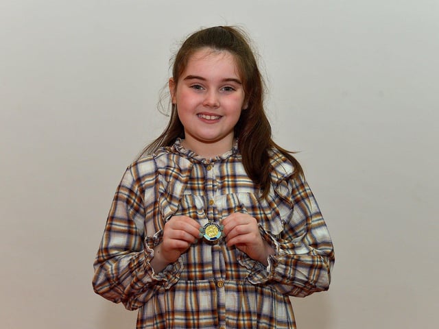 Clodagh Robson was placed First in P1-P7 Original Poetry at the Feis Dhoire Cholmcille on Tuesday at the Millennium Forum. Photo: George Sweeney. DER2315GS – 159