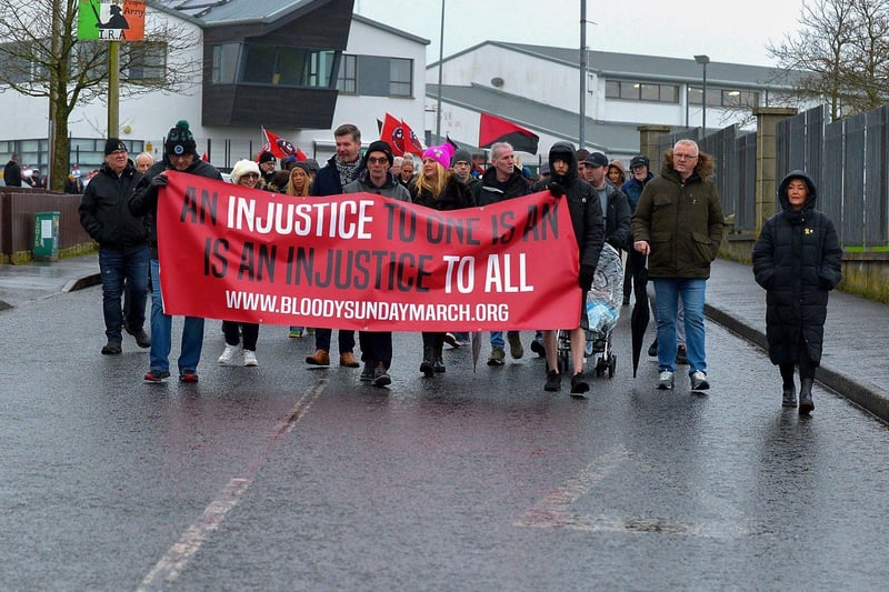 The Bloody Sunday 51 commemoration march leaves the Creggan for Free Derry Corner on Sunday afternoon.  Photo: George Sweeney. DER2306GS – 22