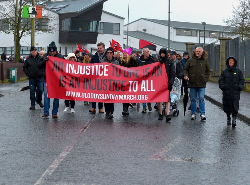 The Bloody Sunday 51 commemoration march leaves the Creggan for Free Derry Corner on Sunday afternoon. Photo: George Sweeney. DER2306GS – 22