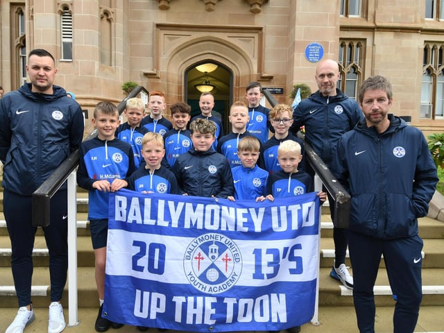 Ballymoney Utd ready for the Foyle Cup parade.