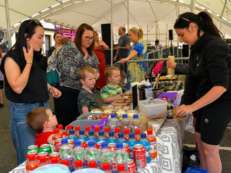 Dutch pancakes and strawberries with marshmallows were favourites at the Carndonagh Family fun Day on Saturday afternoon last. Photo: George Sweeney. DER2327GS - 095