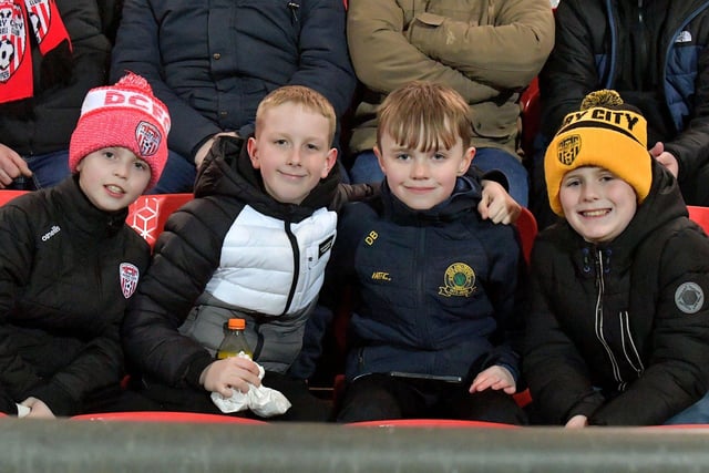 Derry City fans at the Ryan McBride Brandywell Stadium for the game against Dundalk on Friday evening last. Photo: George Sweeney. DER2310GS – 045