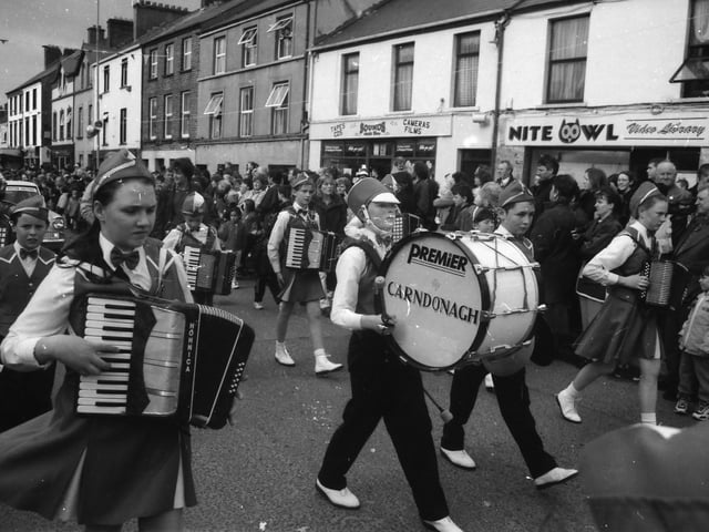 The Carndonagh Accordion Band at the St. Patrick's Day parade in Buncrana in 1998.