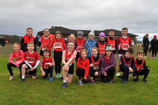 City of Derry Spartans who took part in the P4/P5 600m Derry XC race at Thornhill College. Photo: George Sweeney