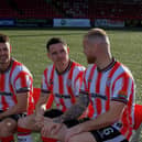 WAITING GAME . . .  Derry City’s Danny Mullen, Ciaran Coll and Mark Connolly. Photo: George Sweeney
