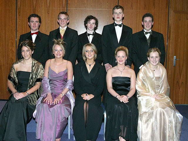 From left (seated), Christina Ferry, Emma Sykes, Aisling Simpson, Megan Kennedy and Katrina Reilly. Back row, Thomas Downey, Frank Butcher, Angus Flannagan, Alastair Robb and Richard Philson. (0402T07)